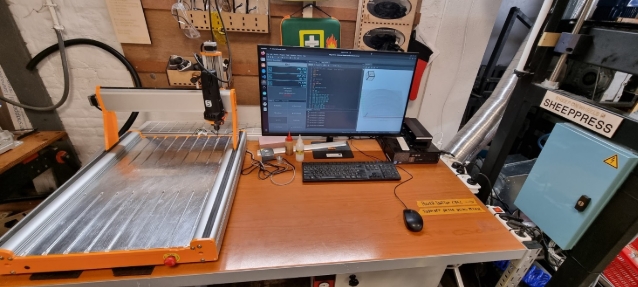 A computer on a desk